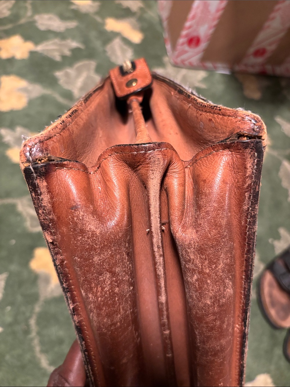 Men's Tan Leather Briefcase with Top Handle - Picture 5 of 16